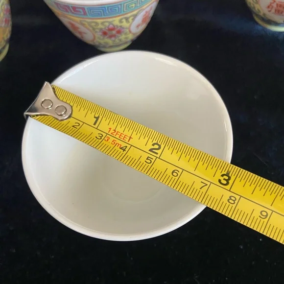 Mun Shou Longevity Yellow CX18 Sake Cup Tea China Set of 5 READ - Picture 6 of 7